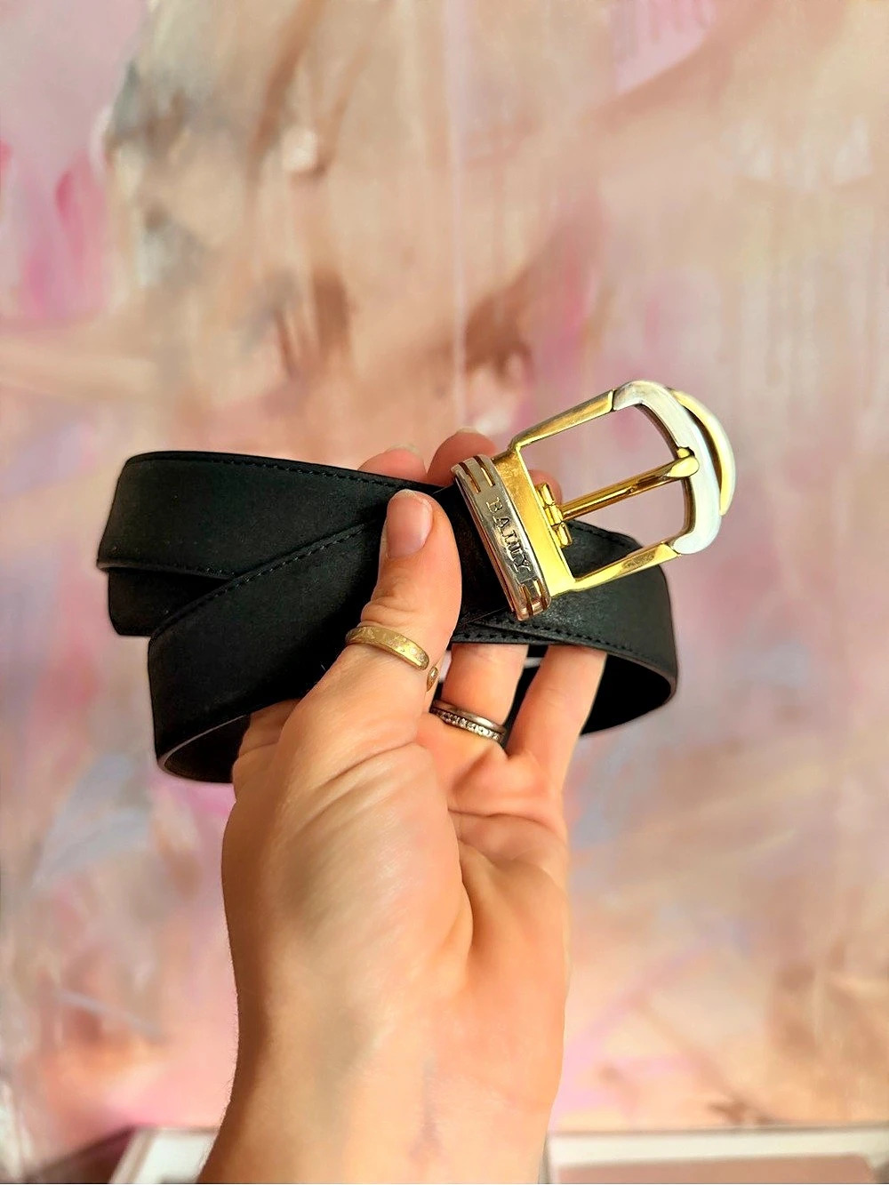 Bally Vintage Bally Two-Tone Leather Belt Vintage Two-Tone Leather Belt, Black